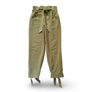 GRACE KARIN Women's High Waisted Paper Bag Pants Belted Waist Olive Green Size M